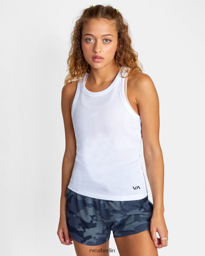 RVCA Va Essential geripptes Tanktop BF4L8X1301 Kleidung Weiß Frauen