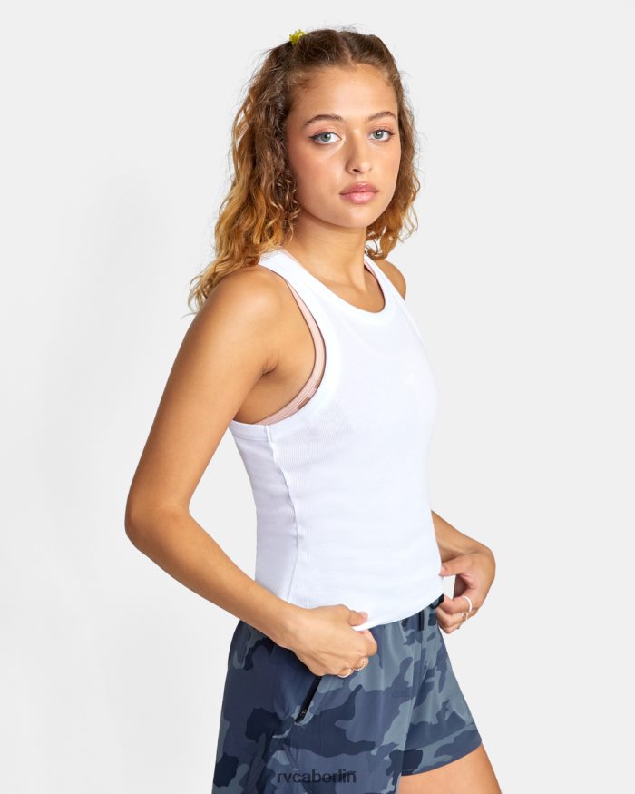 RVCA Va Essential geripptes Tanktop BF4L8X1301 Kleidung Weiß Frauen