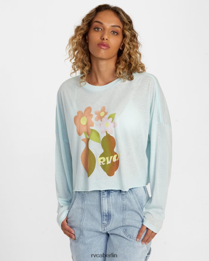 RVCA Vase-Langarm-T-Shirt BF4L8X1245 Kleidung Himmelblau Frauen