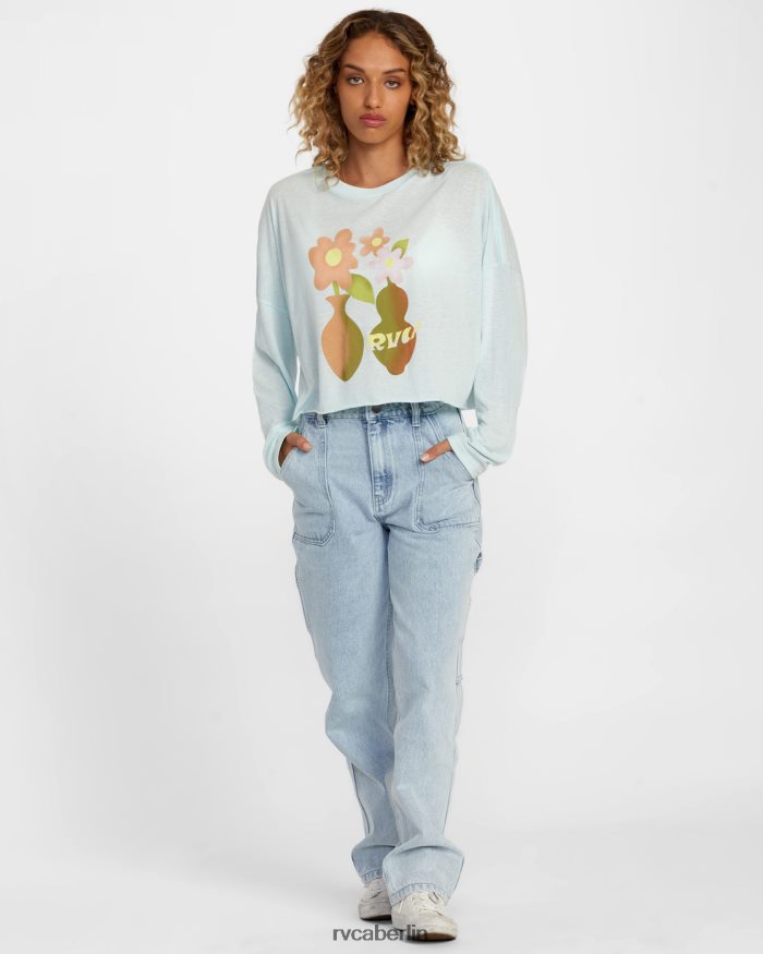 RVCA Vase-Langarm-T-Shirt BF4L8X1245 Kleidung Himmelblau Frauen