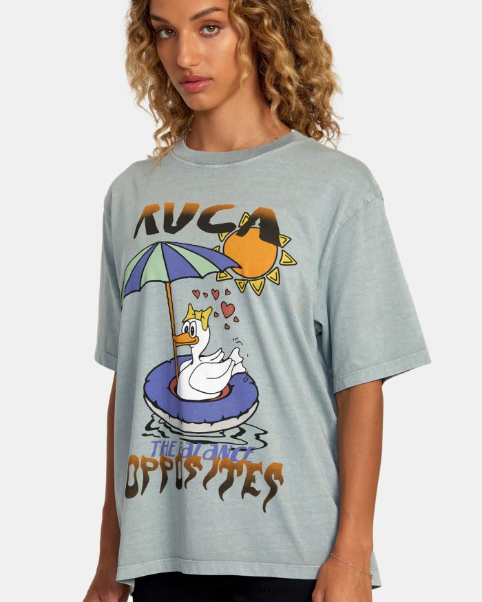 RVCA sonnenverbranntes T-Shirt BF4L8X1237 Kleidung Schiefer Frauen