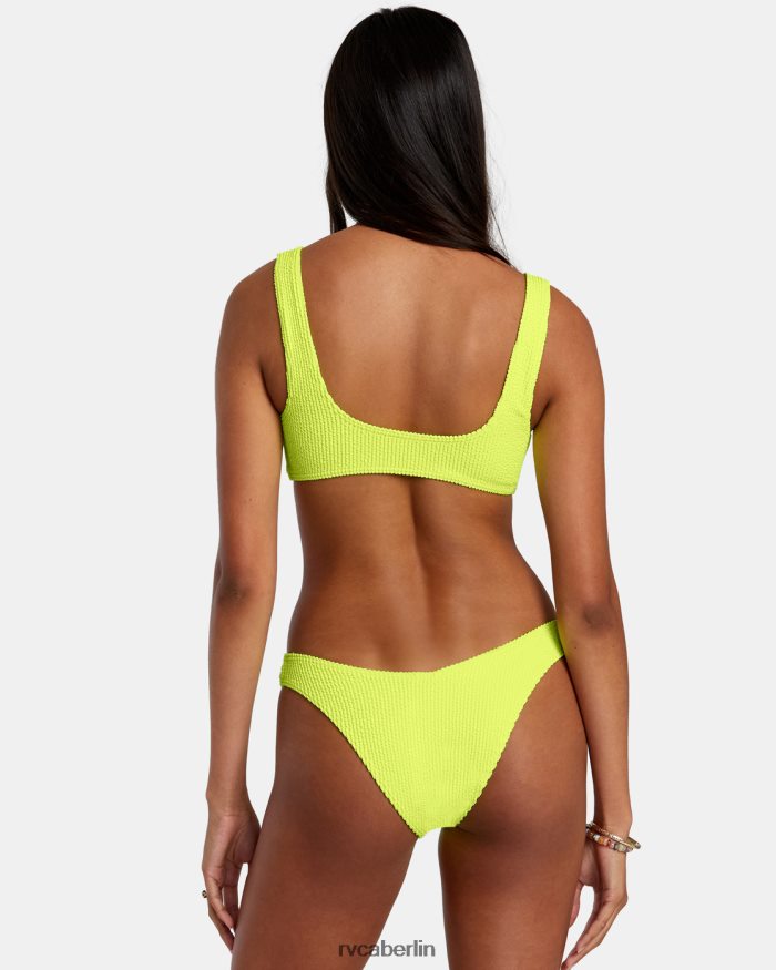 RVCA Bikinihose mit hohem Beinausschnitt und Rillenstruktur BF4L8X1101 schwimmen Neon Gelb Frauen