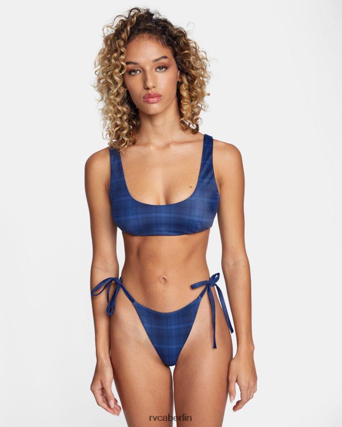 RVCA Kariertes, knappes City-Bikiniunterteil BF4L8X1557 schwimmen stimmungsvolles Blau Frauen