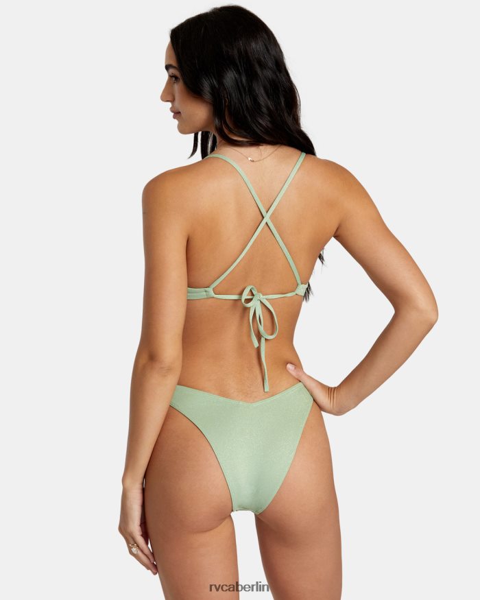 RVCA Solide Lurex-Bikinihose mit hohem Beinausschnitt BF4L8X1146 schwimmen Seeschaum Frauen