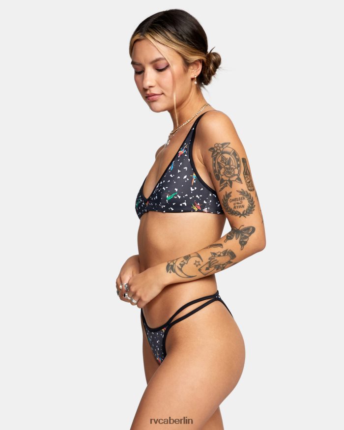 RVCA lp x klw uncaged französische Bikinihose BF4L8X1614 schwimmen Schwarz Frauen