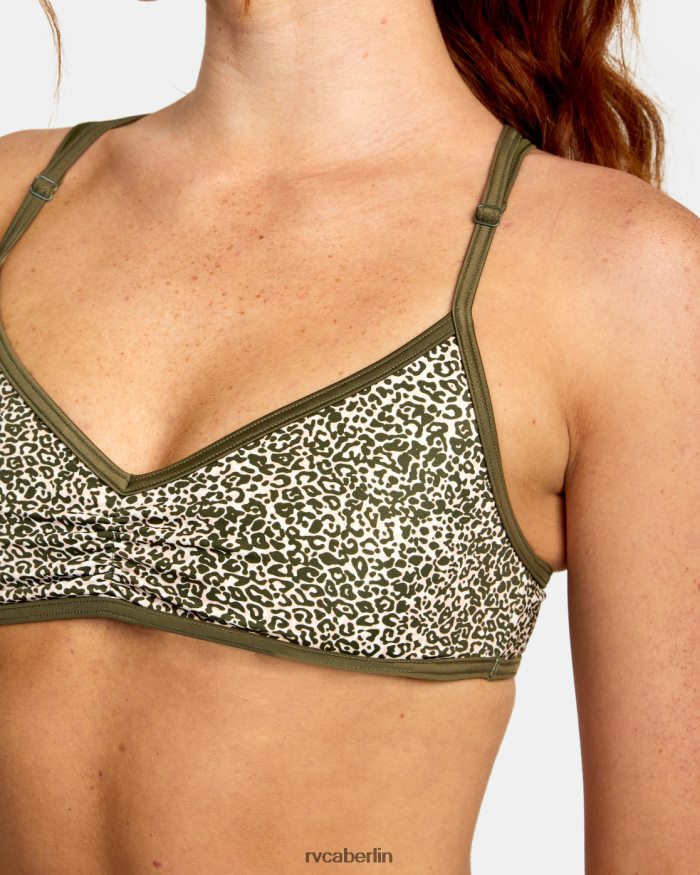 RVCA Blockiertes Bralette-Bikinioberteil BF4L8X1624 schwimmen Mikrokatzenoliv Frauen