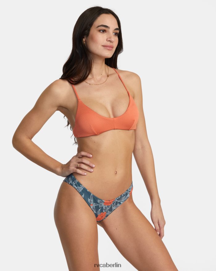 RVCA Bralette-Bikinioberteil mit überkreuzter Rückenschnürung BF4L8X1315 schwimmen Pfirsich Frauen
