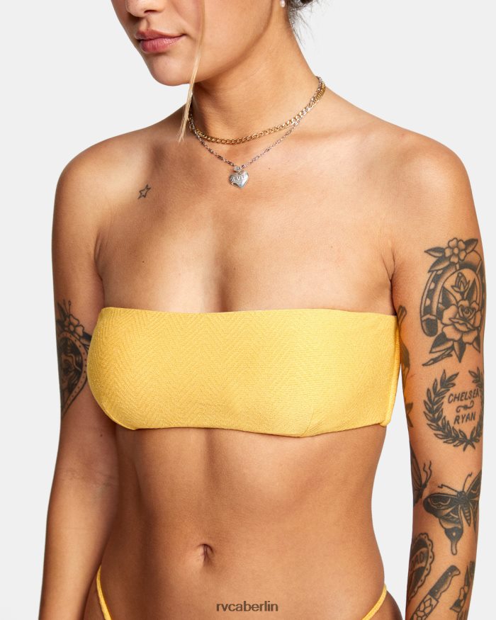 RVCA Brightside Bandeau-Bikinioberteil BF4L8X1630 schwimmen Ringelblume Frauen