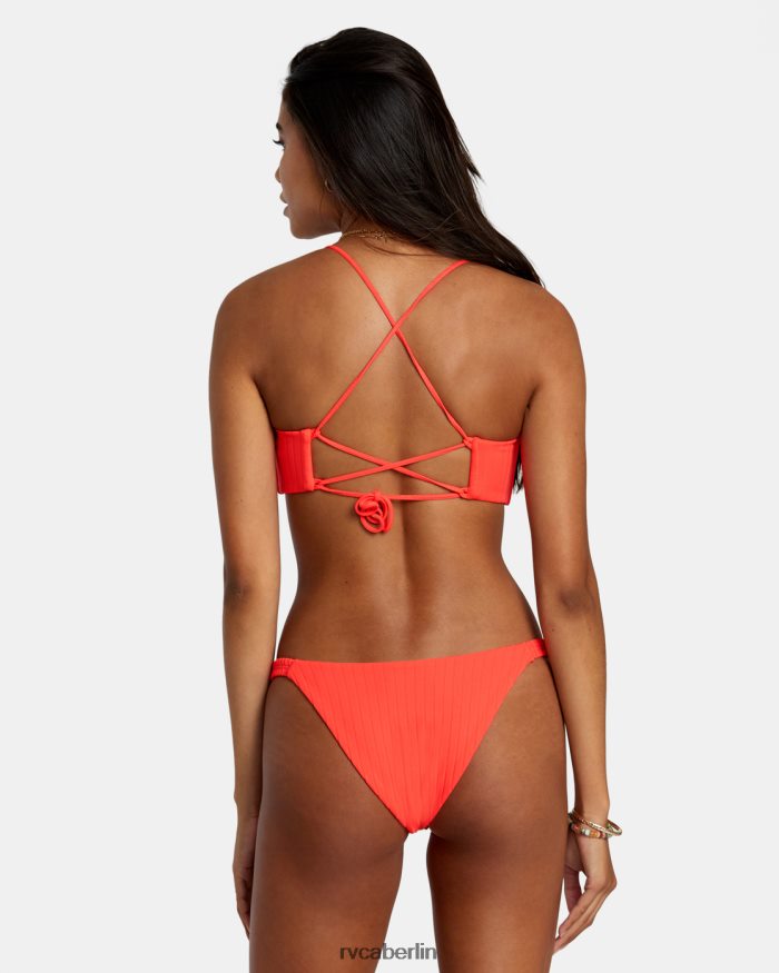 RVCA Einfarbiges Crossback-Bikinioberteil mit Streifen BF4L8X1182 schwimmen neonrot Frauen