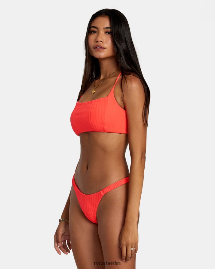 RVCA Einfarbiges Crossback-Bikinioberteil mit Streifen BF4L8X1182 schwimmen neonrot Frauen