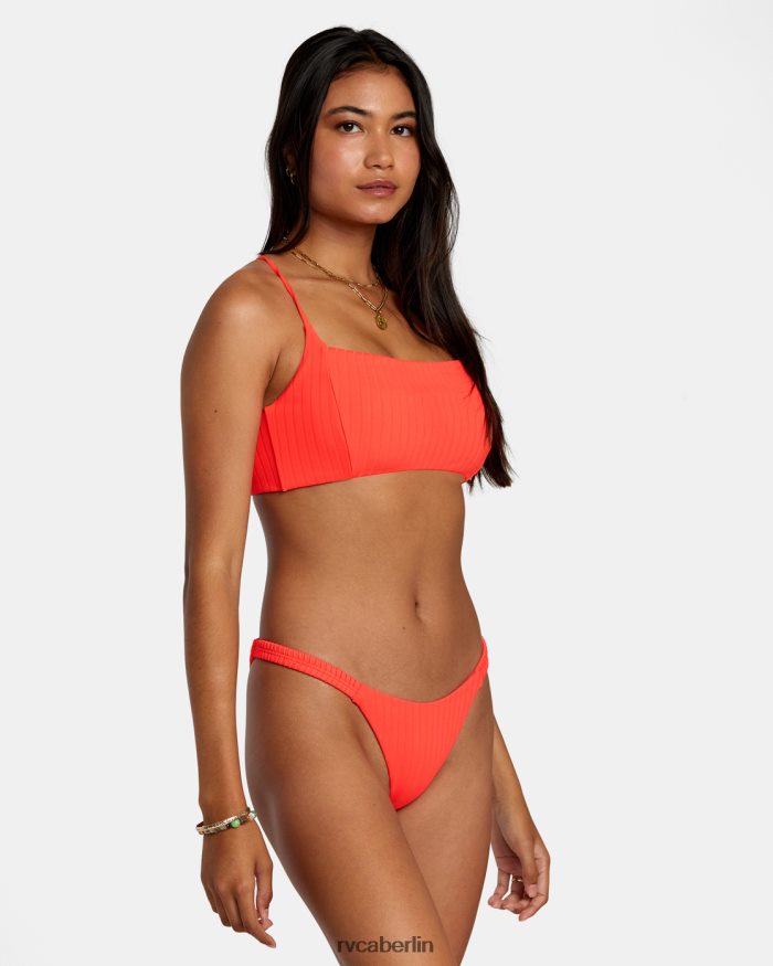 RVCA Einfarbiges Crossback-Bikinioberteil mit Streifen BF4L8X1182 schwimmen neonrot Frauen