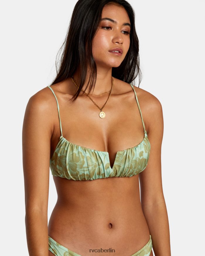 RVCA Gerafftes BH-Bikinioberteil mit feinen Linien BF4L8X1139 schwimmen Seeschaum Frauen