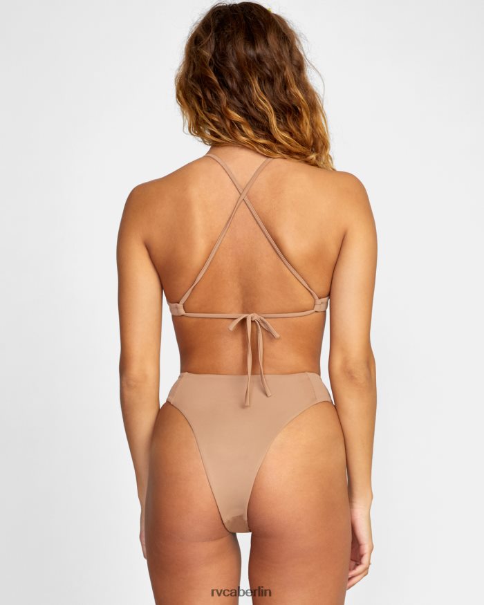 RVCA Solides Crossback-Bikinioberteil BF4L8X1355 schwimmen Holz Frauen