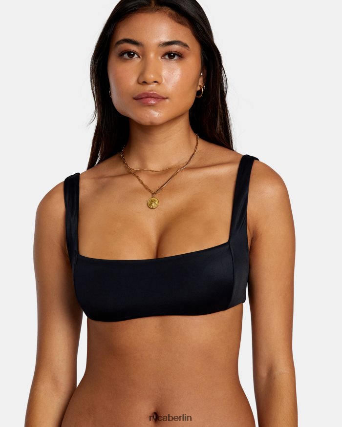 RVCA Solides, quadratisches Bralette-Bikinioberteil BF4L8X1296 schwimmen Schwarz Frauen