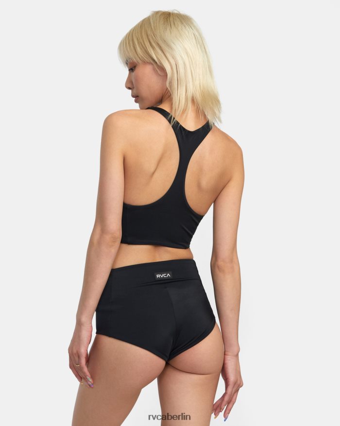 RVCA Va Essential, solides, hochgeschlossenes Racerback-Badeoberteil BF4L8X1305 schwimmen Schwarz Frauen