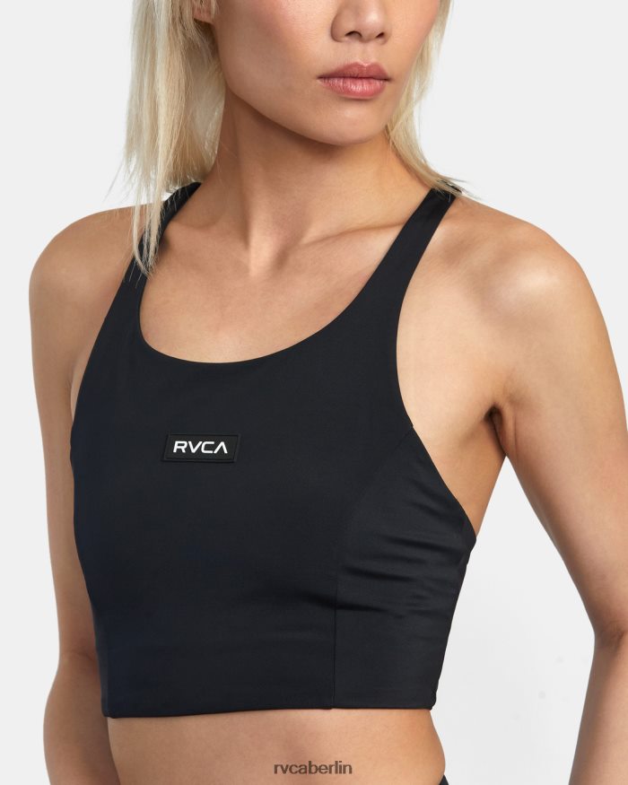 RVCA Va Essential, solides, hochgeschlossenes Racerback-Badeoberteil BF4L8X1305 schwimmen Schwarz Frauen