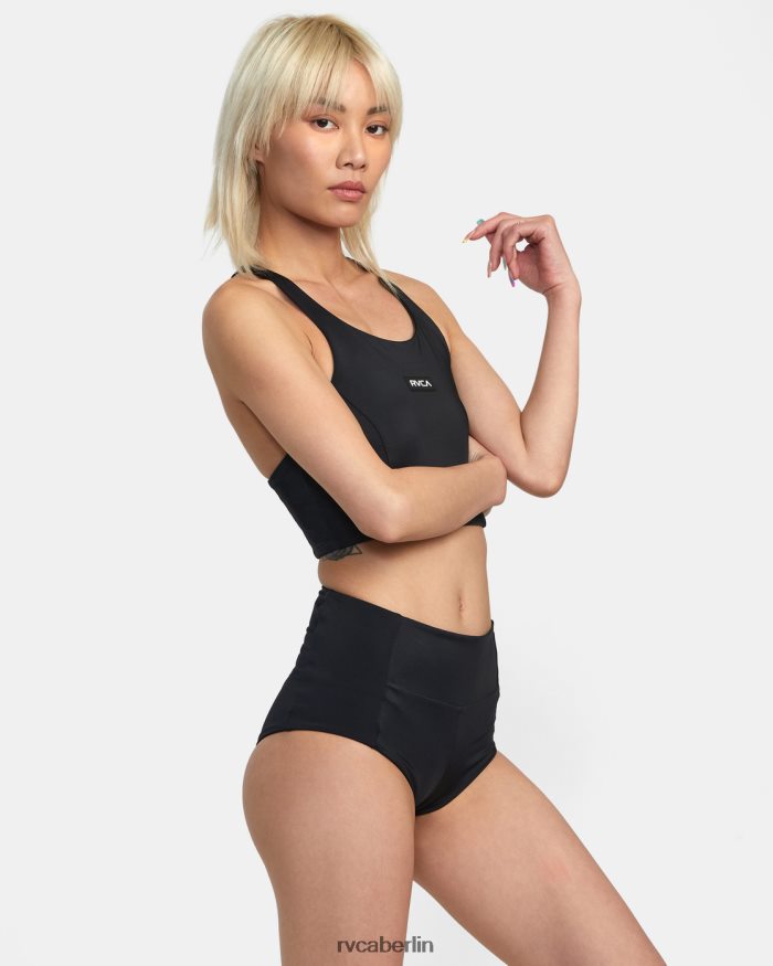 RVCA Va Essential, solides, hochgeschlossenes Racerback-Badeoberteil BF4L8X1305 schwimmen Schwarz Frauen