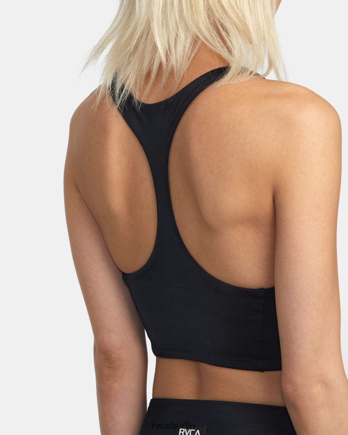 RVCA Va Essential, solides, hochgeschlossenes Racerback-Badeoberteil BF4L8X1305 schwimmen Schwarz Frauen