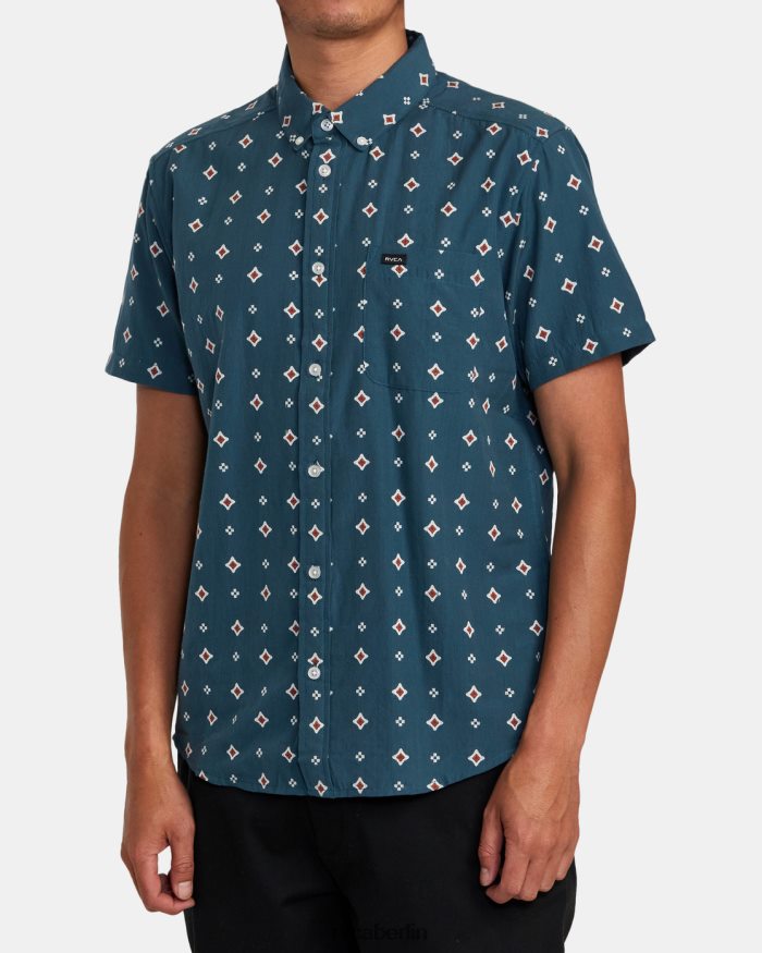 RVCA Das reicht auch für ein Dobby-Kurzarmshirt BF4L8X355 Kleidung Entenblau Männer