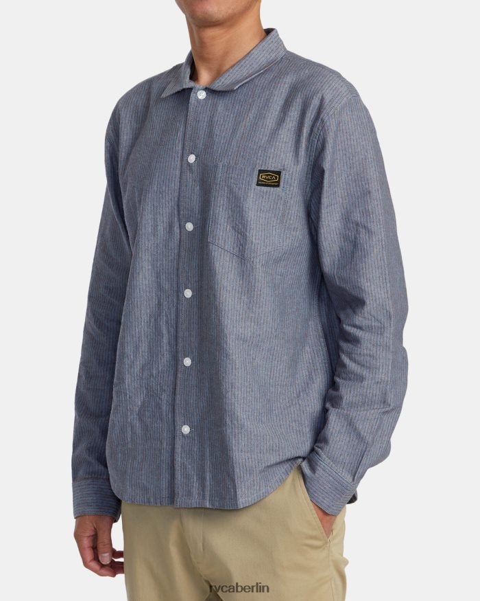 RVCA Gestreiftes Langarmhemd für die Tagesschicht BF4L8X516 Kleidung rote Erde Männer