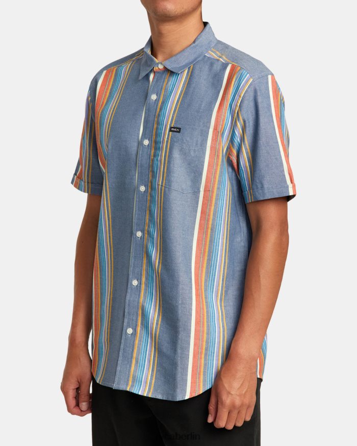 RVCA Mayday-Streifen-Kurzarmhemd BF4L8X30 Kleidung multi Männer