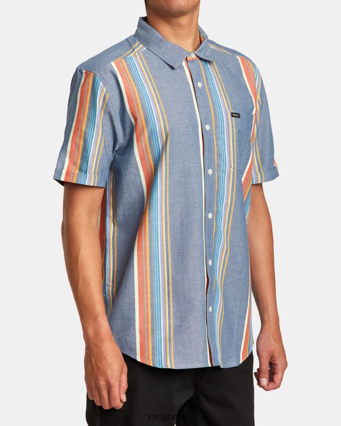 RVCA Mayday-Streifen-Kurzarmhemd BF4L8X30 Kleidung multi Männer