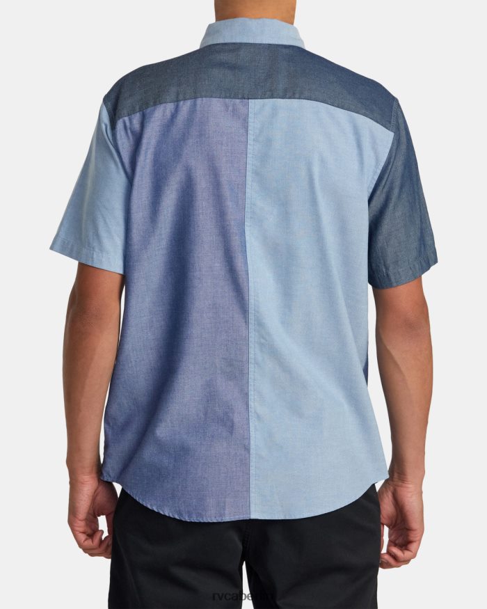 RVCA Patchwork-Kurzarmhemd BF4L8X86 Kleidung Blau Männer