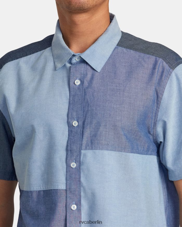 RVCA Patchwork-Kurzarmhemd BF4L8X86 Kleidung Blau Männer