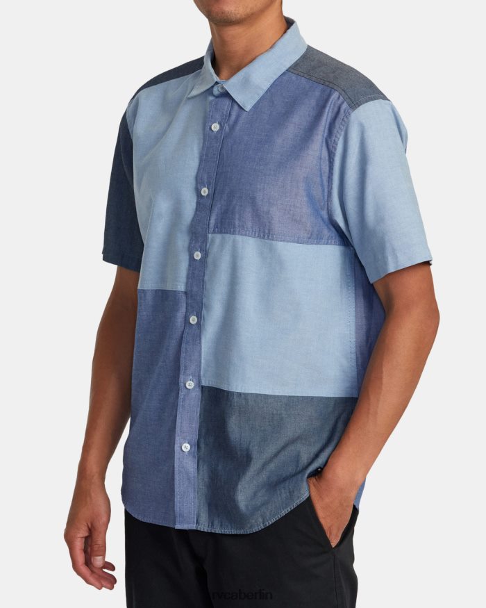 RVCA Patchwork-Kurzarmhemd BF4L8X86 Kleidung Blau Männer
