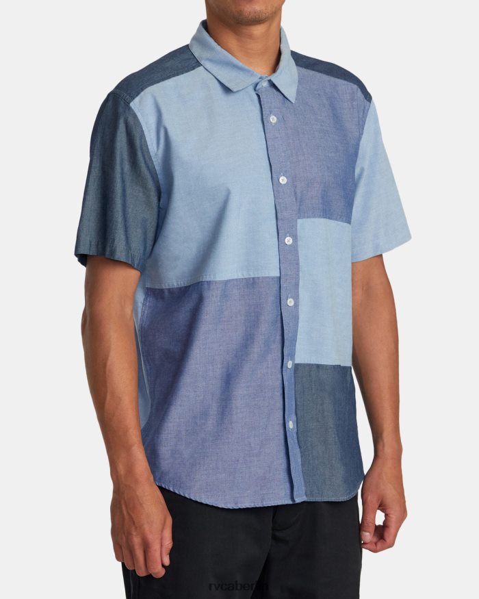RVCA Patchwork-Kurzarmhemd BF4L8X86 Kleidung Blau Männer