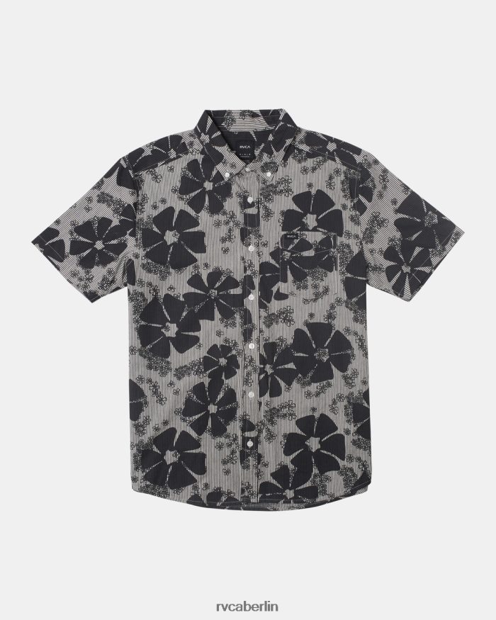 RVCA Yoyogi-Seersucker-Kurzarmshirt BF4L8X95 Kleidung Schwarz Männer
