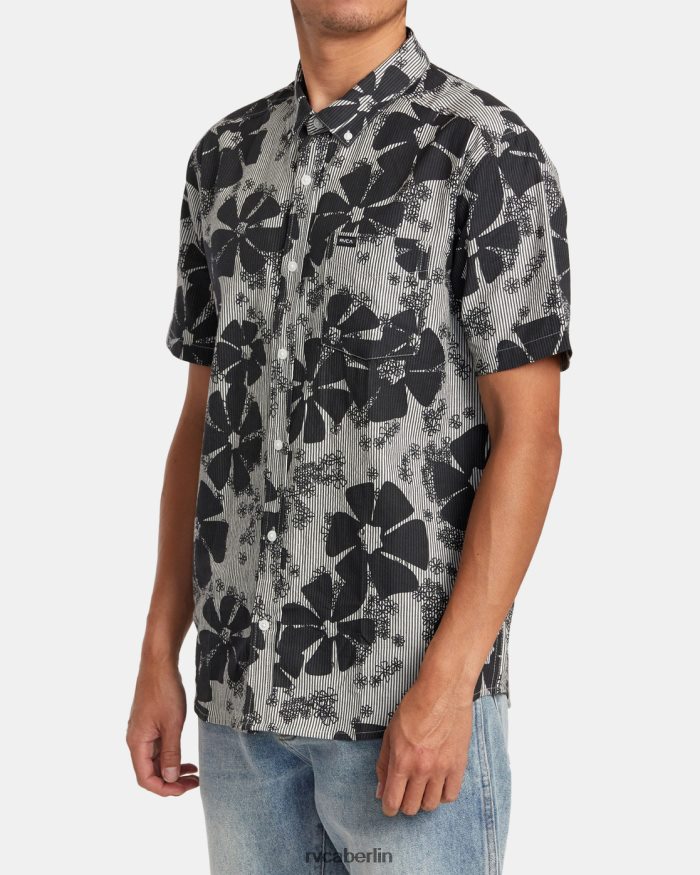RVCA Yoyogi-Seersucker-Kurzarmshirt BF4L8X95 Kleidung Schwarz Männer