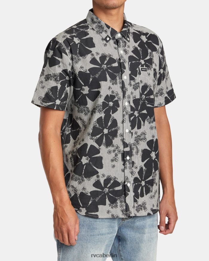 RVCA Yoyogi-Seersucker-Kurzarmshirt BF4L8X95 Kleidung Schwarz Männer