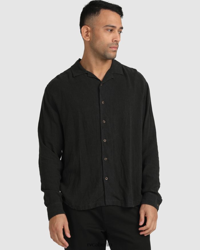 RVCA beat langärmliges Button-Down-Hemd BF4L8X1064 Kleidung Schwarz Männer