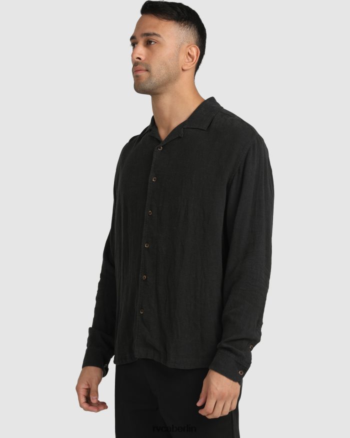 RVCA beat langärmliges Button-Down-Hemd BF4L8X1064 Kleidung Schwarz Männer