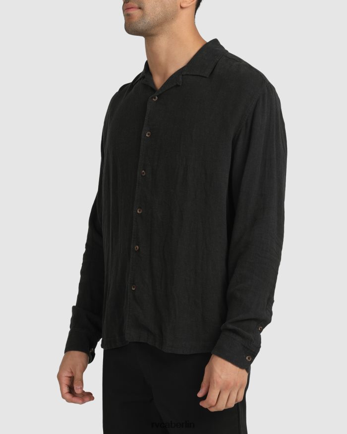 RVCA beat langärmliges Button-Down-Hemd BF4L8X1064 Kleidung Schwarz Männer