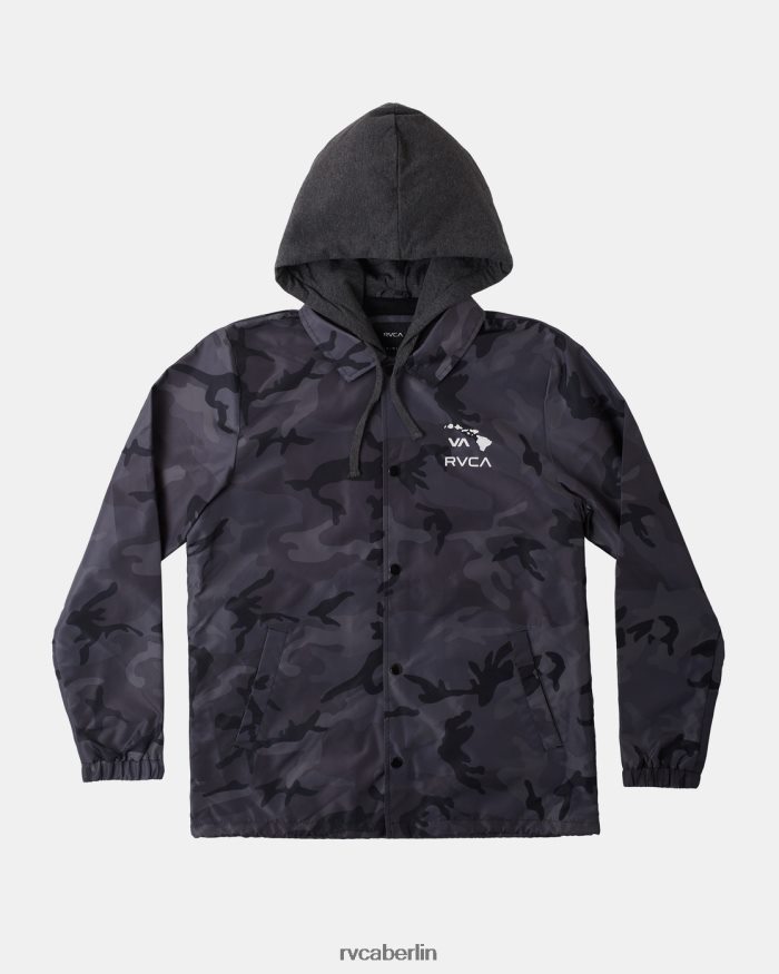 RVCA Island Hex-Trainerjacke mit Kapuze BF4L8X795 Kleidung schwarzes Tarnmuster Männer