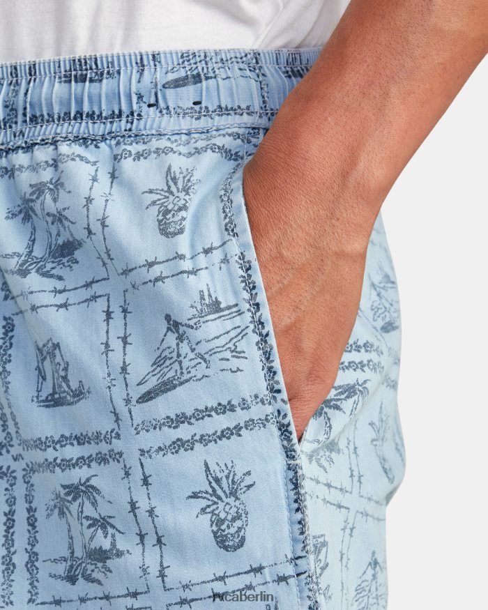 RVCA Escape Chambray elastische Shorts BF4L8X989 Kleidung gewaschener Denim Männer