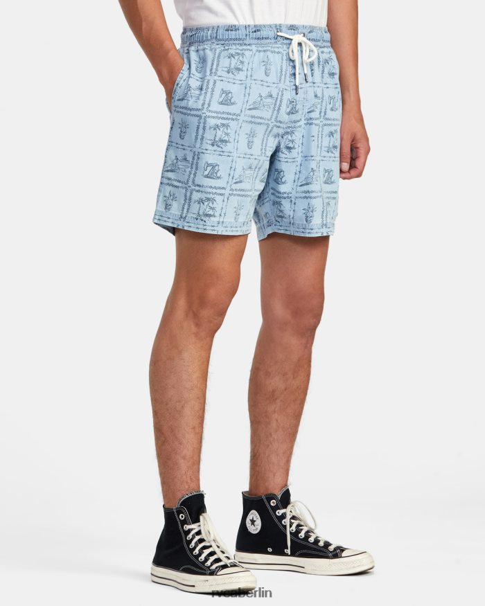 RVCA Escape Chambray elastische Shorts BF4L8X989 Kleidung gewaschener Denim Männer