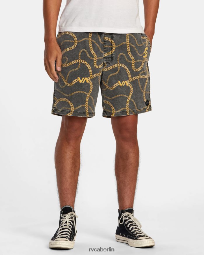 RVCA Walkshorts mit elastischem Bund und Escape-Print 17 BF4L8X500 Kleidung schwarzes Gold Männer