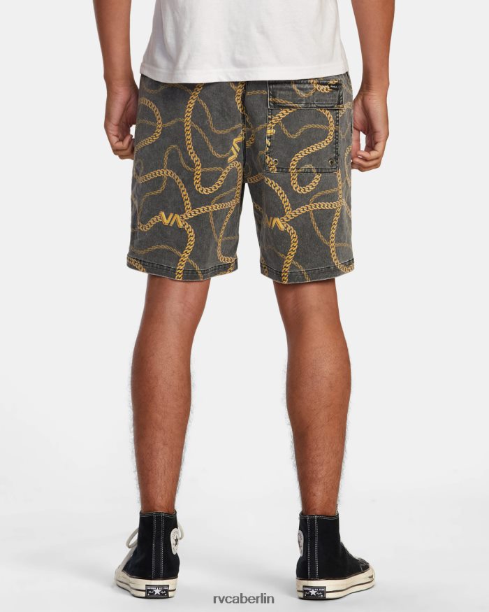 RVCA Walkshorts mit elastischem Bund und Escape-Print 17 BF4L8X500 Kleidung schwarzes Gold Männer