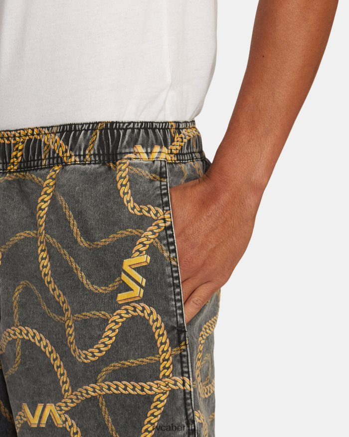 RVCA Walkshorts mit elastischem Bund und Escape-Print 17 BF4L8X500 Kleidung schwarzes Gold Männer