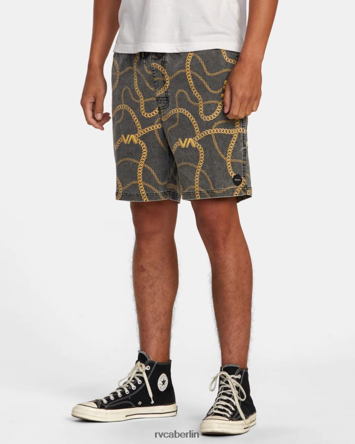 RVCA Walkshorts mit elastischem Bund und Escape-Print 17 BF4L8X500 Kleidung schwarzes Gold Männer