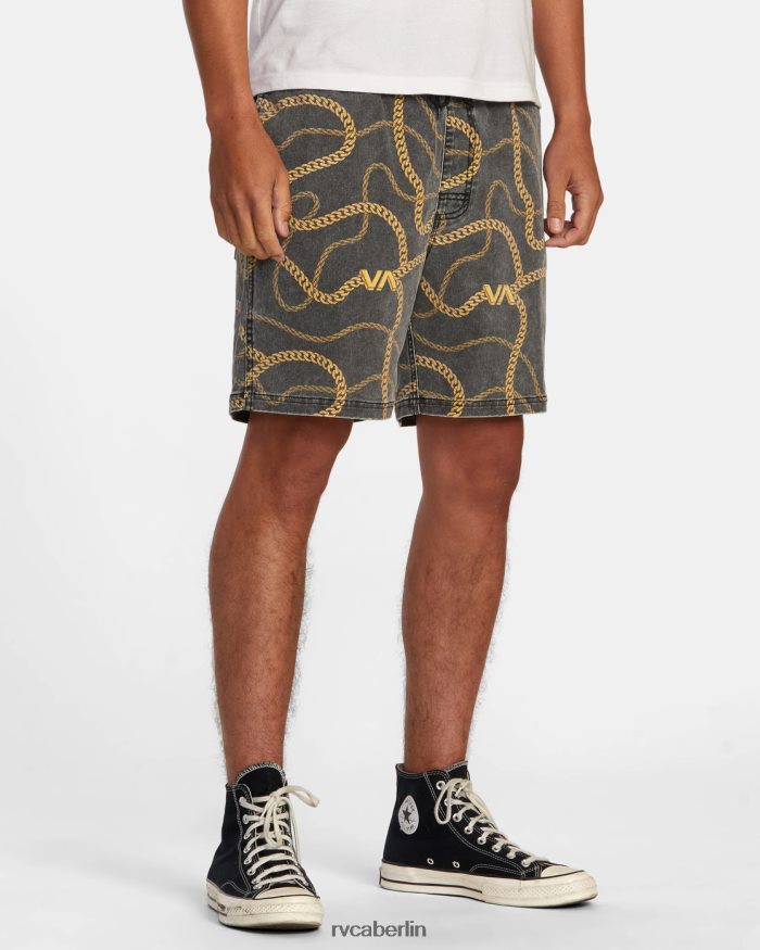 RVCA Walkshorts mit elastischem Bund und Escape-Print 17 BF4L8X500 Kleidung schwarzes Gold Männer