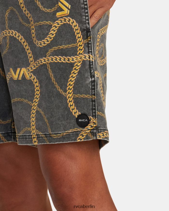 RVCA Walkshorts mit elastischem Bund und Escape-Print 17 BF4L8X500 Kleidung schwarzes Gold Männer