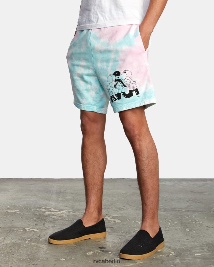 RVCA x Jesse Lortz elastische Shorts BF4L8X1066 Kleidung weißer Batikstoff Männer