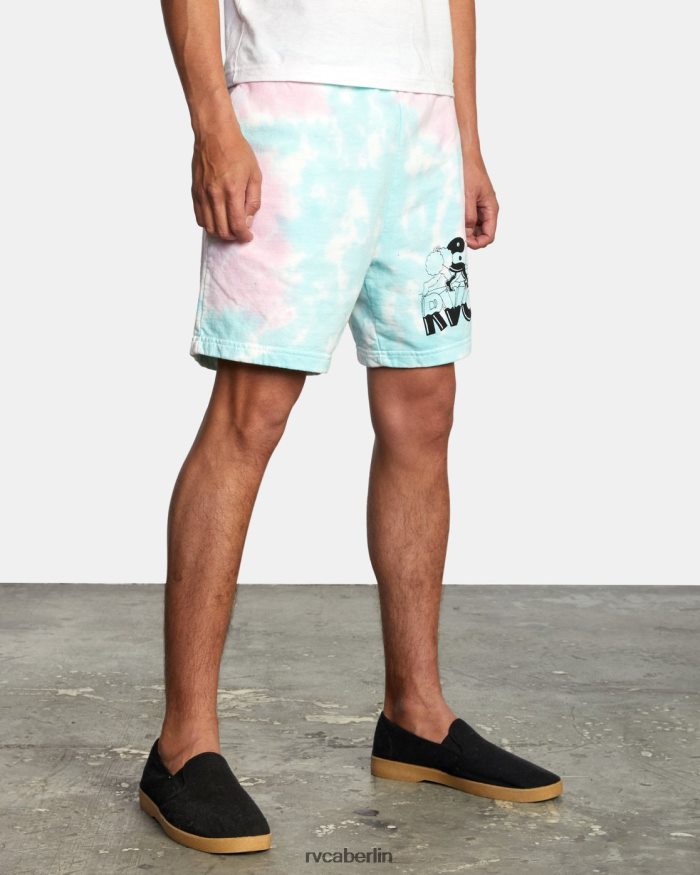 RVCA x Jesse Lortz elastische Shorts BF4L8X1066 Kleidung weißer Batikstoff Männer
