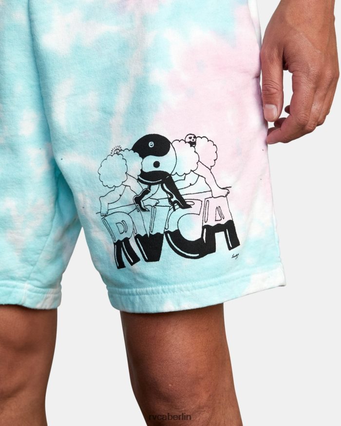 RVCA x Jesse Lortz elastische Shorts BF4L8X1066 Kleidung weißer Batikstoff Männer