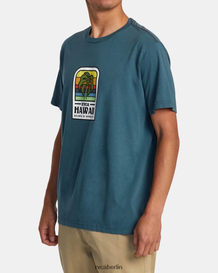 RVCA Hawaii-Insel-Flora-T-Shirt BF4L8X52 Kleidung Entenblau Männer
