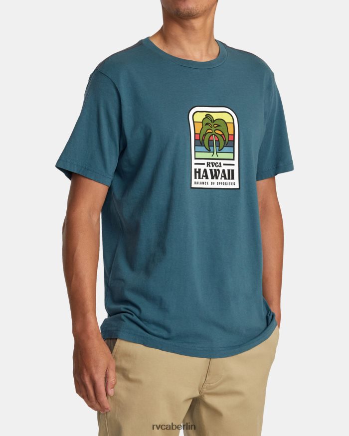 RVCA Hawaii-Insel-Flora-T-Shirt BF4L8X52 Kleidung Entenblau Männer